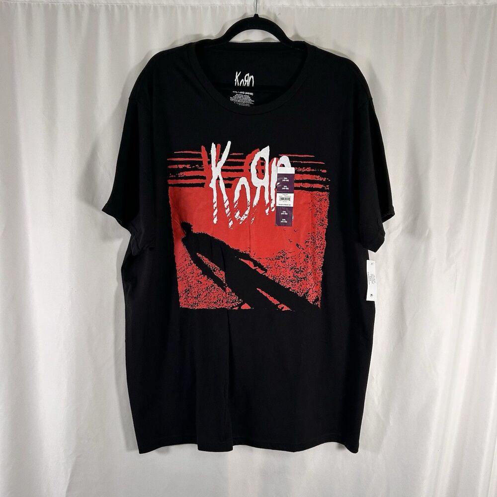 New Korn Shadow Man Shirt Mens 2XL Black Short Sleeve Crew Neck Cotton Blend